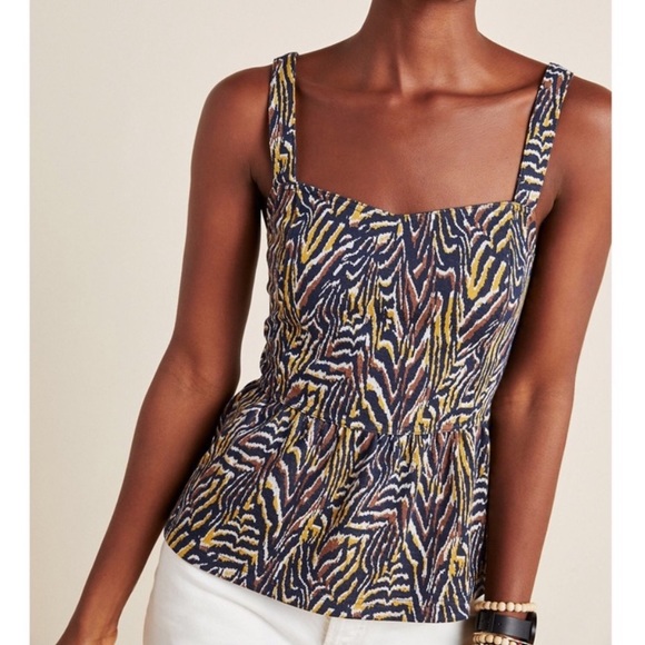 ANTHROPOLOGIE Brown Jamie Zebra Peplum Tank Top - Picture 2 of 10